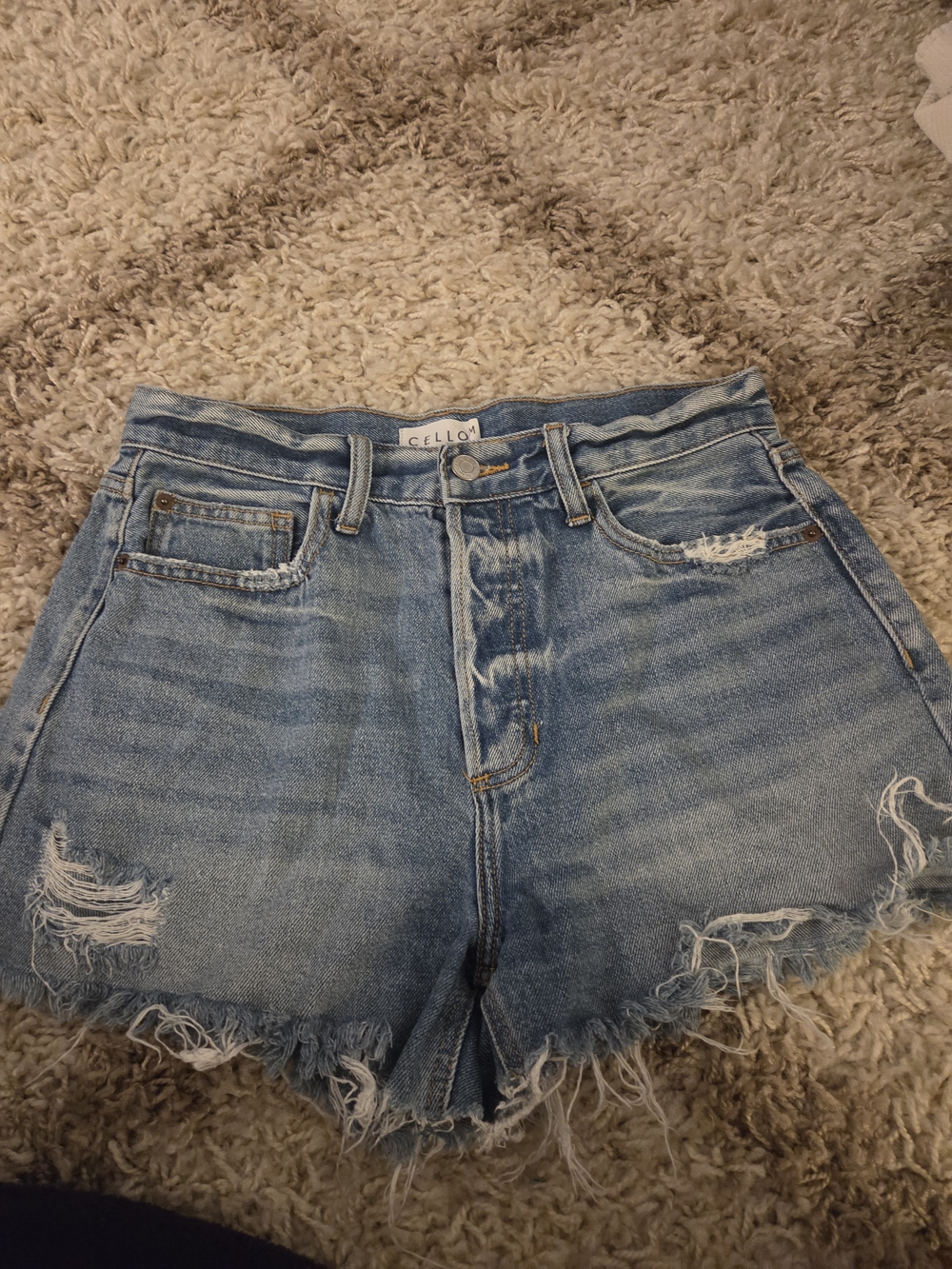 Cello Faded Blue Distressed Denim Cutoff Shorts